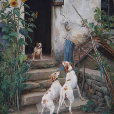 Edmond Borchard oil painting of dogs buy European art online dealer