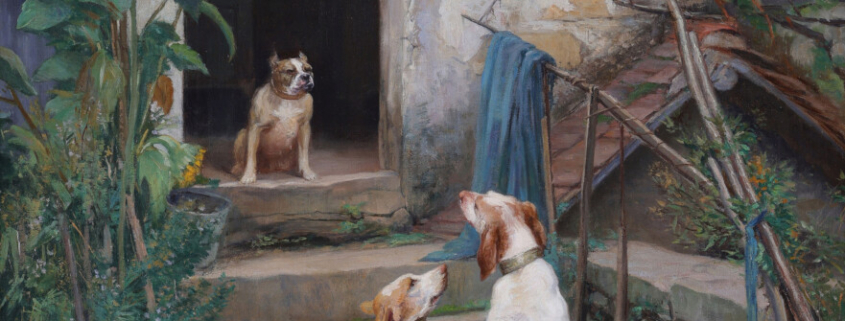 Edmond Borchard oil painting of dogs buy European art online dealer