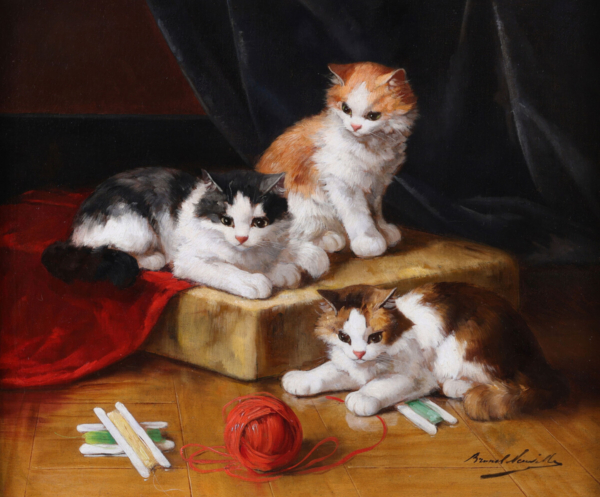 Alfred Arthur Brunel De Neuville oil painting cats buy European art online dealer