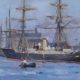Bertram Priestman oil painting A Traditional Steamer buy modern British Impressionist marine art online