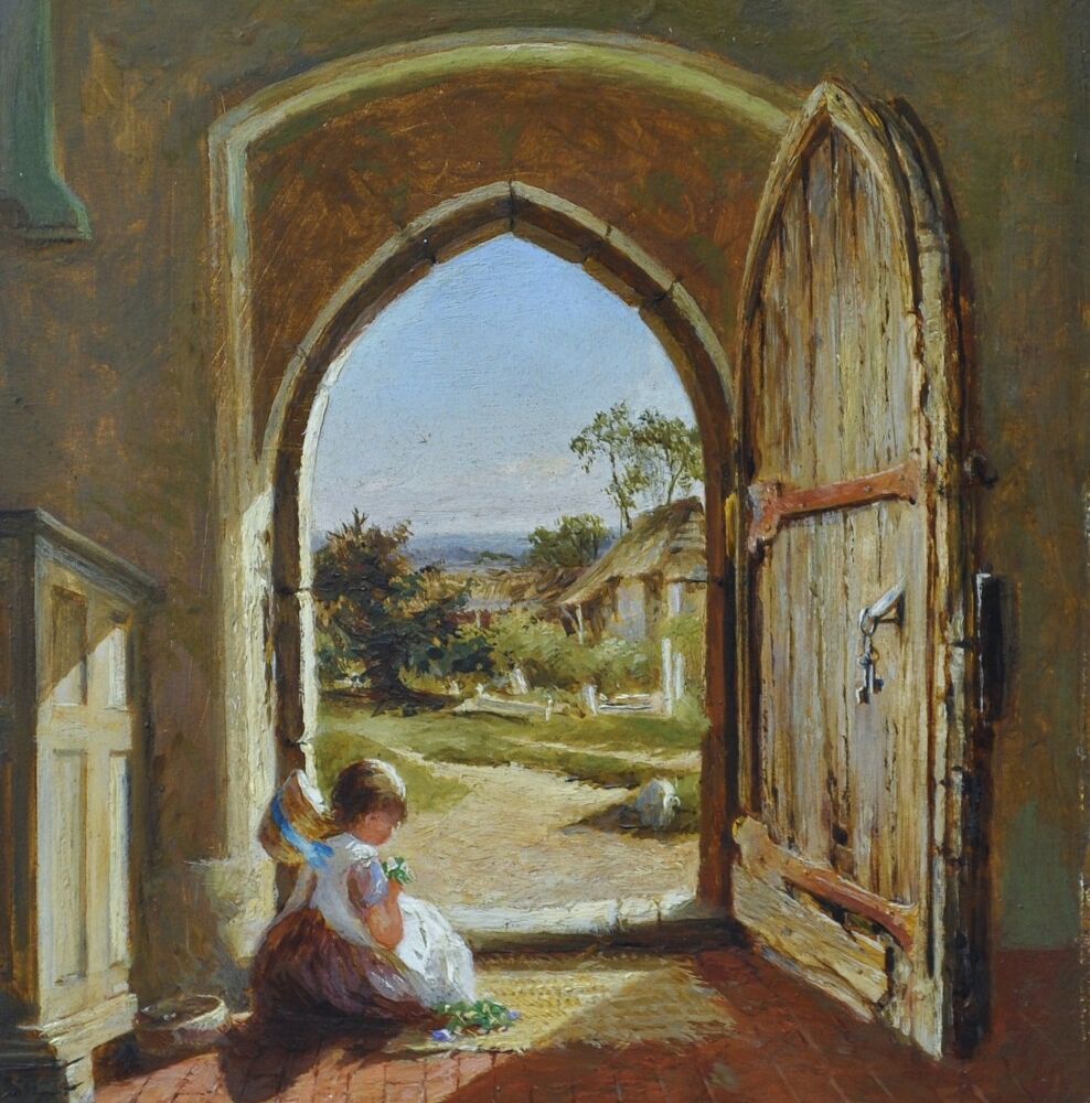 Charles J Lewis THe Cottage Door purchase Victorian art online