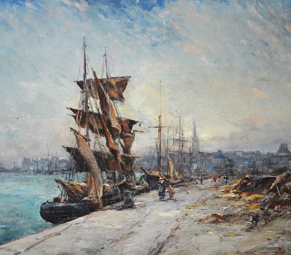 Emile Noirot The Harbour buy European Impressionist Marine art online
