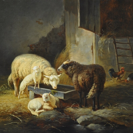 Eugene Joseph Verboeckhoven Sheep in a Stable buy European art online