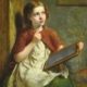 James Peele The Hard Sum oil paintings buy Victorian art online