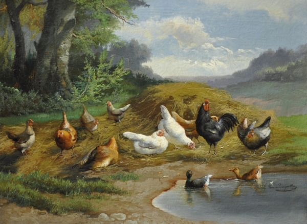 Jef Louis Van Leemputten Chickens purchase European art online