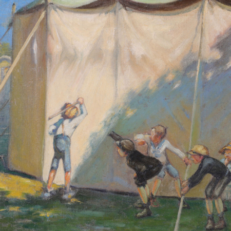 Francisque Poulbot Buys Playing Behind A Tent buy European Impressionst art online