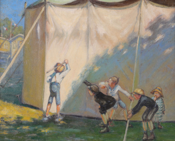 Francisque Poulbot Buys Playing Behind A Tent buy European Impressionst art online