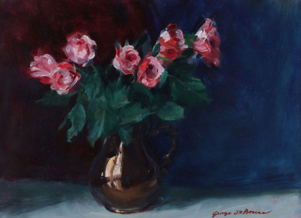 George Bruce Pink Roses in Lustre buy impressionist art online still life flowers
