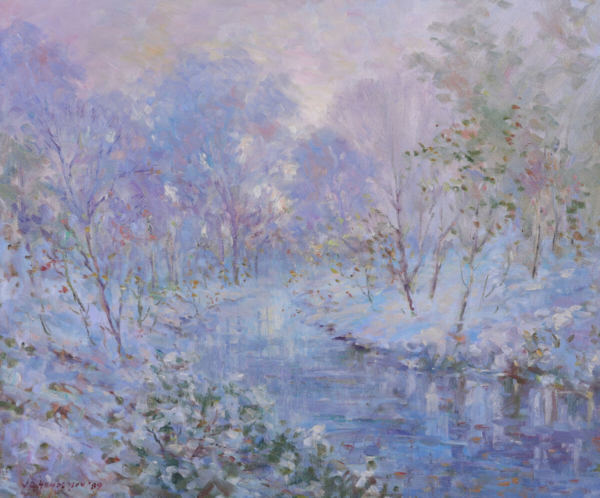 John Henderson A Frozen River buy modern british impressionist post war art online