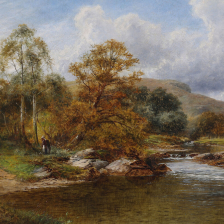 David Bates A Figure by a River 1877 buy Victorian art online