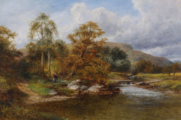 David Bates A Figure by a River 1877 buy Victorian art online