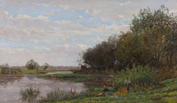 buy European fine art online Edmond Petitjean Fishing by the River