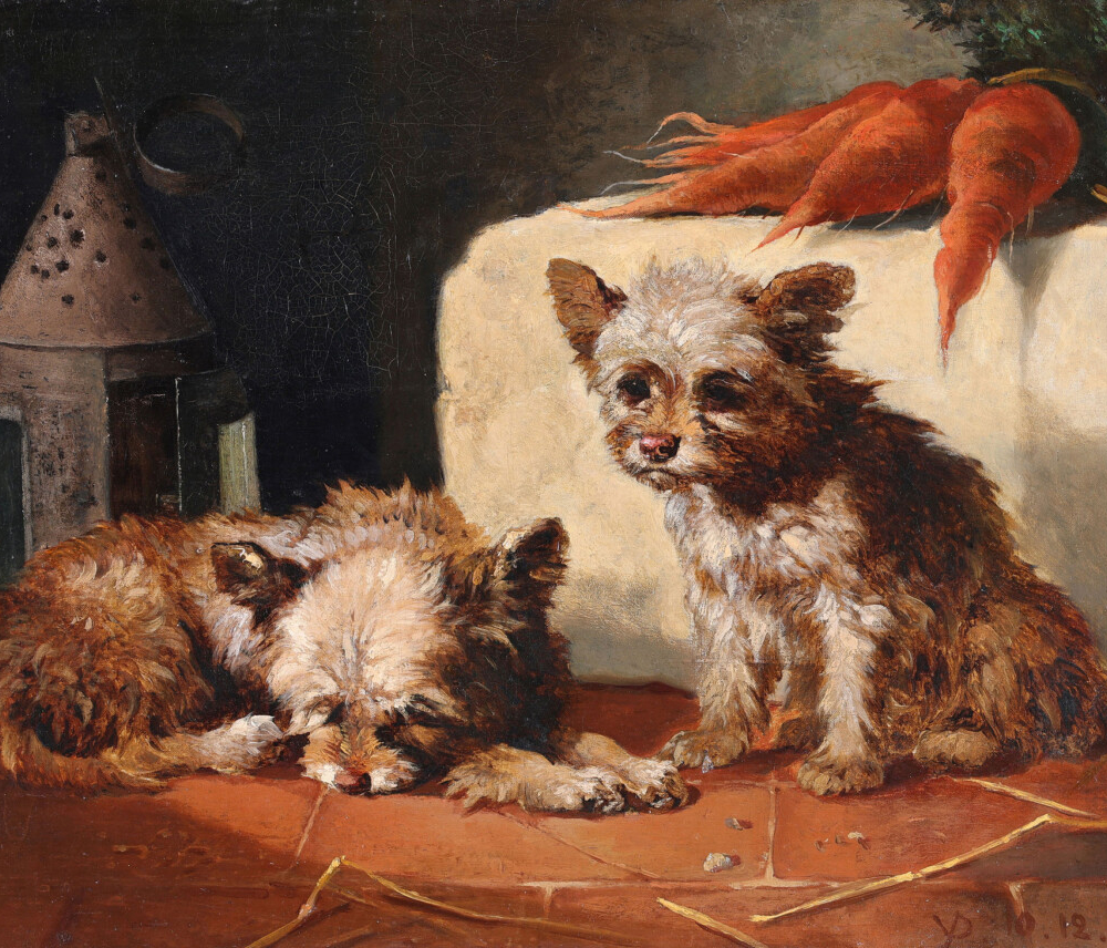 Vincent De Vos Two Terriers Dogs Paintings buy European art online